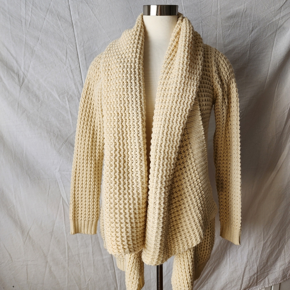 Chunky Knit Cream Open Front Cardigan/Sweater - Picture 7 of 9